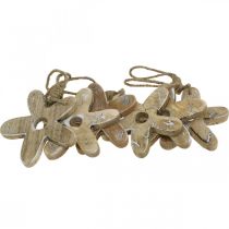 položky Drevená kvetinka so vzorom, pružina, drevený prívesok príroda, biela V10cm 6ks