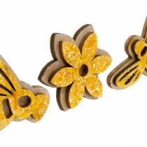 položky Kvety a včielky na rozhadzovanie Oranžová drevená rozptylová dekorácia jarná 36ks