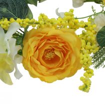 položky Umelý kvetinový veniec Umelý kvetinový veniec žltý biely 42cm