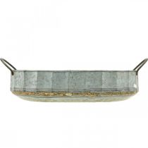 položky Sada 2 starožitných zinkových podnosov na kvetinové misky, kov, 45 cm / 59 cm