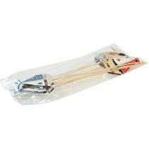 položky Kvetinová zástrčka dekorácia člna plachetnica drevo farebné 5,5x8cm 12 ks