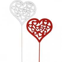 položky Kvetinová zátka srdce červená, biela ozdobná zátka Valentínska 7cm 12ks
