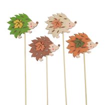 Kvetinová zátka drevená dekorácia ježko hnedá zelená 8×6cm 12ks
