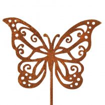 položky Kvetinová zátka kovová hrdzavá dekorácia motýľ 10x7cm