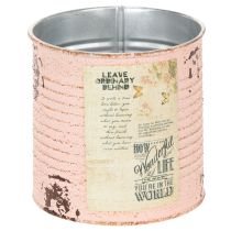 položky Dekoratívny kvetináč v plechovke lososový, kovový, letná dekorácia Ø11cm V10,5cm