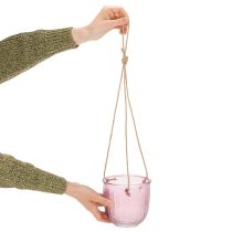 položky Sklenený kvetináč/závesný lampáš, fialový/zelený, 14 cm, 2 kusy