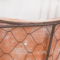 položky Keramický drôtený košík s kvetináčom hnedý terakotový, dĺžka 38,5 cm
