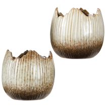 položky Kvetináč Keramické vajíčko Broken Cream Brown Ø11,5cm 2 ks