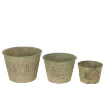 položky Kovový kvetináč, zelený, vintage, Ø22 cm – 13,5 cm, sada 3 kusov