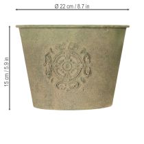 položky Kovový kvetináč, zelený, vintage, Ø22 cm – 13,5 cm, sada 3 kusov