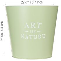 položky Zinkový kvetináč, kovový kvetináč, mätovozelený, Ø22cm, V21cm