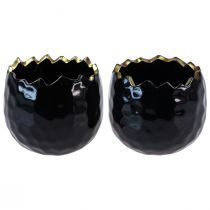 položky Kvetináč Keramický kvetináč Egg Black Čierny Ø12cm 2ks