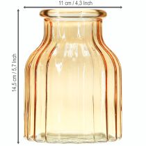 položky Sklenená váza na kvety oranžová, retro dizajn Ø11cm V14,5cm 2ks