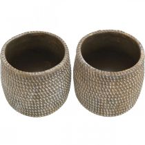 položky Boho kvetináč cachepot keramický splietaný vzhľad Ø9cm V10,5cm 2ks