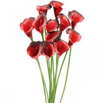 položky Calla red bordeaux umelé kvety v zväzku 57cm 12 ks