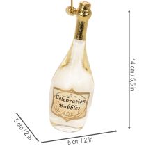 Článok Sada príveskov v tvare fľaše šampanského a pohára na šampanské, ozdoba na vianočný stromček, 14 cm, 2 kusy