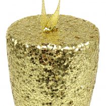 položky Vešiak pohár na šampanské svetlo zlaté trblietky 15cm Silvester a Vianoce