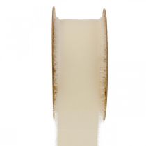 položky Šifónová stuha krémová látková stuha so strapcami 40mm 15m