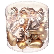 položky Vianočné ozdoby, ozdoby na vianočný stromček, zlaté srdiečka, 3 cm, 24 kusov