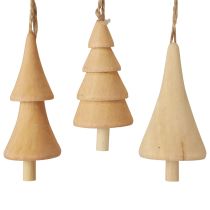 položky Ozdoby na vianočný stromček drevená jedľa, drevený prívesok prírodný 7-8cm 12ks
