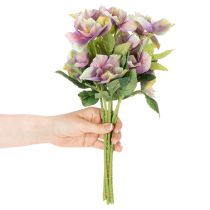 položky Umelá kytica vianočných ruží s fialovými kvetmi, 35 cm, 6 kusov