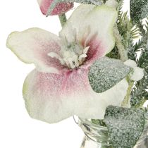 položky Umelá vianočná ruža v sklenených umelých kvetoch na zavesenie V22 cm