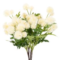položky Umelý kvet chryzantémy, krémovo biela kytica, ozdobná vetvička, veľká 56 cm, 4 kusy