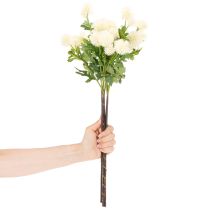 položky Umelý kvet chryzantémy, krémovo biela kytica, ozdobná vetvička, veľká 56 cm, 4 kusy