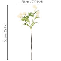 položky Umelý kvet chryzantémy, krémovo biela kytica, ozdobná vetvička, veľká 56 cm, 4 kusy