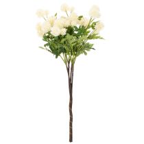 položky Umelý kvet chryzantémy, krémovo biela kytica, ozdobná vetvička, veľká 56 cm, 4 kusy