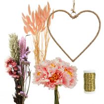 položky DIY krabička na ozdobenie srdiečka slučka s pivonkami a sušenými kvetmi ružová 33cm