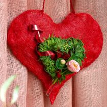 položky Dekorácia srdca sisalové srdce so sisalovými vláknami v červenej farbe 40x40cm
