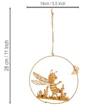 položky Dekoratívna kovová včela, hrdzavá úprava, záhradná dekorácia na zavesenie, Ø14cm, 4 kusy