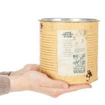 položky Dekoratívny plech, marhuľový, kovový kvetináč, letná dekorácia, Ø15,5 cm V15 cm