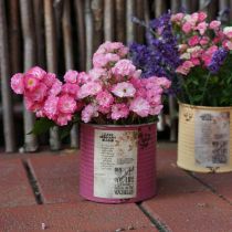 položky Vintage kvetináč dekoračná krabička fialová kovová letná dekorácia Ø11cm V10,5cm