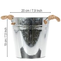 Článok Dekoratívny vedrový kvetináč z kovu s lanovými úchytkami Ø20cm