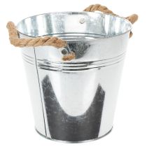 Článok Dekoratívny vedrový kvetináč z kovu s lanovými úchytkami Ø20cm