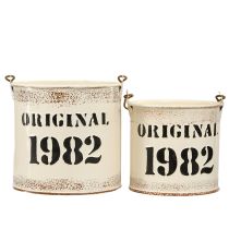 položky Dekoratívne vedro s rúčkou „Original 1982“ krémové Ø12/10cm 2×2-dielna sada