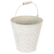 položky Dekoratívne vedro, bielené, s rúčkou, Ø20,5 cm, kovová dekorácia kvetináča