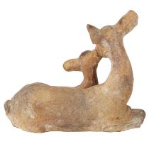 položky Dekoratívna figúrka jeleňa s jeleňom, liaty kameň, hnedá a biela, 20×11×17cm