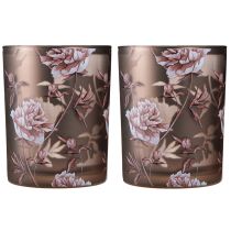 položky Dekoratívny sklenený lampión pivonky striebornohnedé V12,5 cm 2 ks