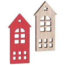 položky Dekoračná domčeková posypová dekorácia drevo v prírodnej červenej 2×4,5cm 72 ks