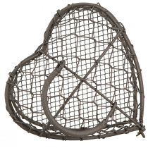 položky Dekoratívne srdiečko z drôtu na výplň, vintage sivé, 14 x 13,5 cm