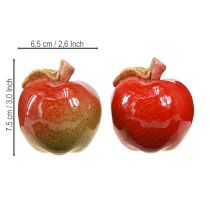 položky Dekoratívna keramická dekorácia na stôl s jablkami, jesenná červená zelená, V7,5 cm, 4 kusy
