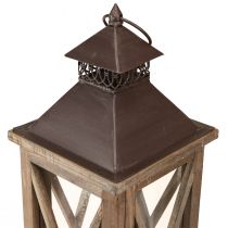Článok Dekoračný lampáš drevený vintage drevený lampáš hnedý 17×17×50cm
