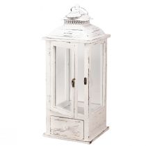 Článok Dekoračný lampáš vintage so zásuvkou biela 20×20cm V51cm