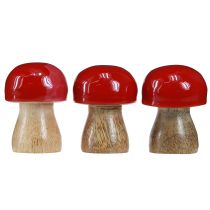 položky Dekoratívne huby červené lakované drevené huby šampiňóny V5cm Ø4cm 6 ks