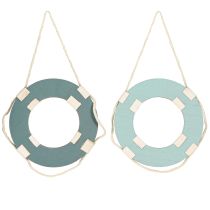 položky Ozdobný záchranný kruh Drevený námorný plavecký krúžok modrý 17cm 2ks