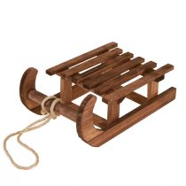 Článok Ozdobná zimná dekorácia na sane hnedá z dreva 30x18x12cm