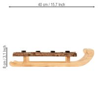 Článok Dekoratívne svietniky z dreva v tvare saní, 4 kusy, 40 × 12,5 cm